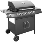 Barbacoa Grill De Gas 6+1 Quemadores Negra Vidaxl