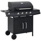 Barbacoa Grill De Gas 4+1 Quemadores Negro Vidaxl