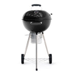 Barbacoa De Carbón Portátil Con Ruedas Kekai Yellowstone 58x47x100 Cm Redonda Con Tapa Y Encendedor Esmaltado En Negro