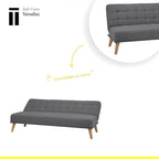 SHIITO | Modelo Versalles - Sofá Cama con Apertura Clic-Clac | Donde la Elegancia y el Confort se encuentran | Diseño Capitoné en Color Gris | 189.5 x 88 x 89 cm