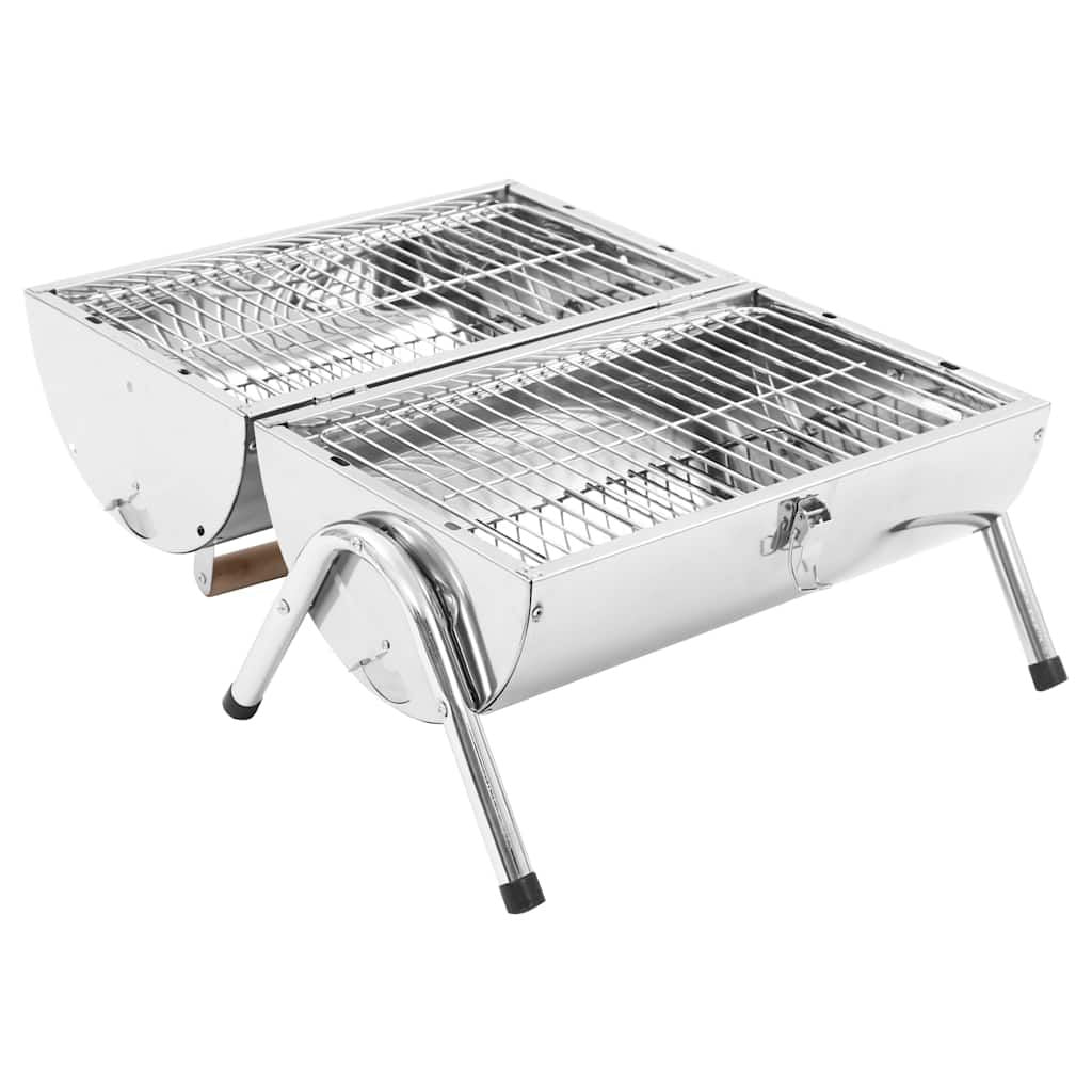 Barbacoa De Carbón De Sobremesa Acero Inoxidable Doble Parrilla Vidaxl
