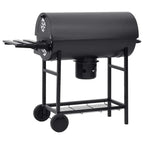 2026 Barbacoa con ruedas y estantes, negra, acero, 115 x 85 x 95 cm, barbacoa exterior
