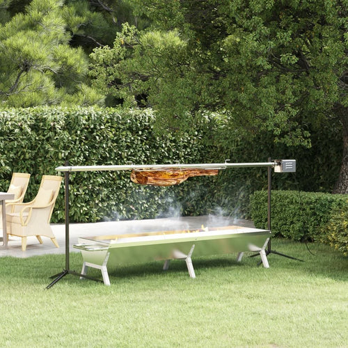 Bandeja Para Barbacoa Acero Inoxidable Plateado 158x42x31 Cm Vidaxl