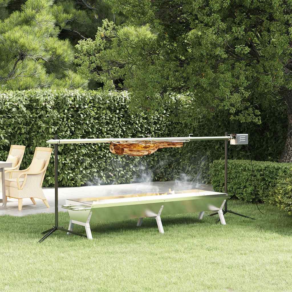 Juego De Barbacoa Automática Y Bandeja Acero Inoxidable Vidaxl