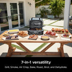 2026 Parrilla y ahumador exterior Ninja Woodfire Pro XL, termómetro, master grill 4 en 1, barbacoa ahumador, freidora de aire exterior, horno, portátil, parrilla eléctrica, gris oscuro, modelo OG850