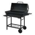 Barbacoa De Carbón Armento Con 2 Ruedas Termómetro Acero - Negro [casa.pro]