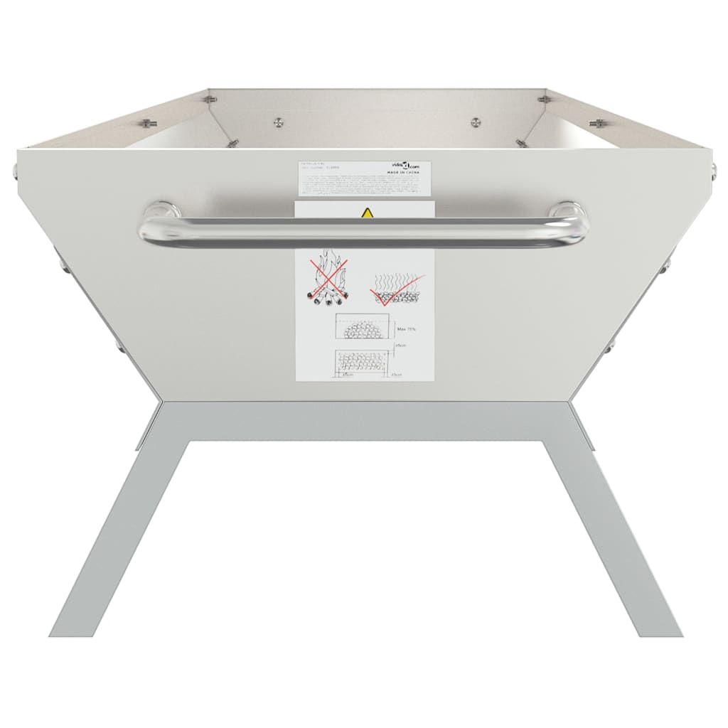 Bandeja Para Barbacoa Acero Inoxidable Plateado 158x42x31 Cm Vidaxl