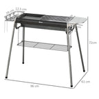 Barbacoa De Carbón Outsunny Acero Inoxidable Metal 96x61x72 Cm Negro