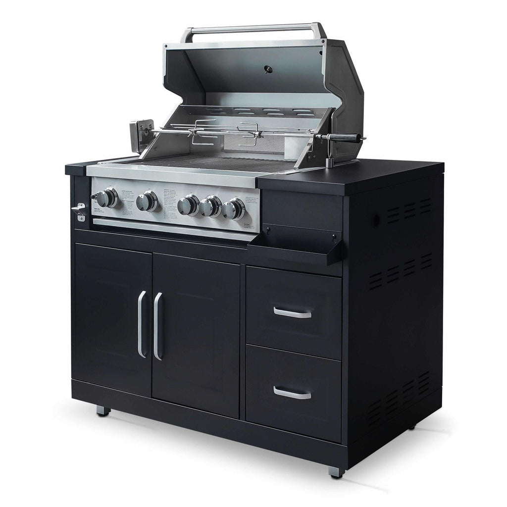 Mueble De Barbacoa A Gas Con 4 Quemadores Y Asador  Oviala
