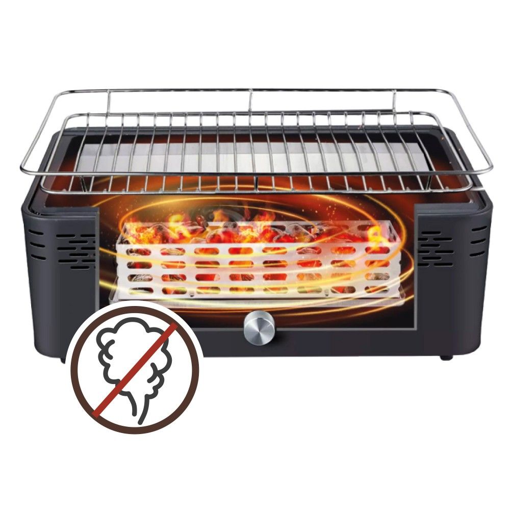 Barbacoa Portátil A Carbón Aktive, Recargable A Pilas , Sin Humo, Medidas 45x28x19cm, Con Proteccion Antigoteo