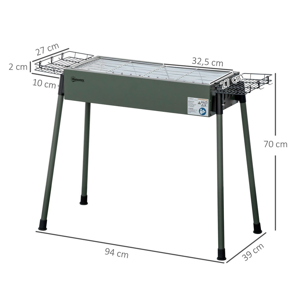 Barbacoa Carbón De Acero Inoxidable Metal 94x39x70 Cm-outsunny.verde