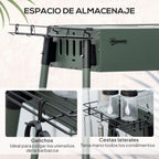 Barbacoa Carbón De Acero Inoxidable Metal 94x39x70 Cm-outsunny.verde