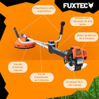 FUXTEC Desbrozadora profesional de gasolina de 62 cc, 3,5 CV, Multiherramienta 2en1, con correa para el hombro, sistema antivibratorio recortadora multifunción Motor 2 tiempos