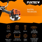 FUXTEC Desbrozadora profesional de gasolina de 62 cc, 3,5 CV, Multiherramienta 2en1, con correa para el hombro, sistema antivibratorio recortadora multifunción Motor 2 tiempos