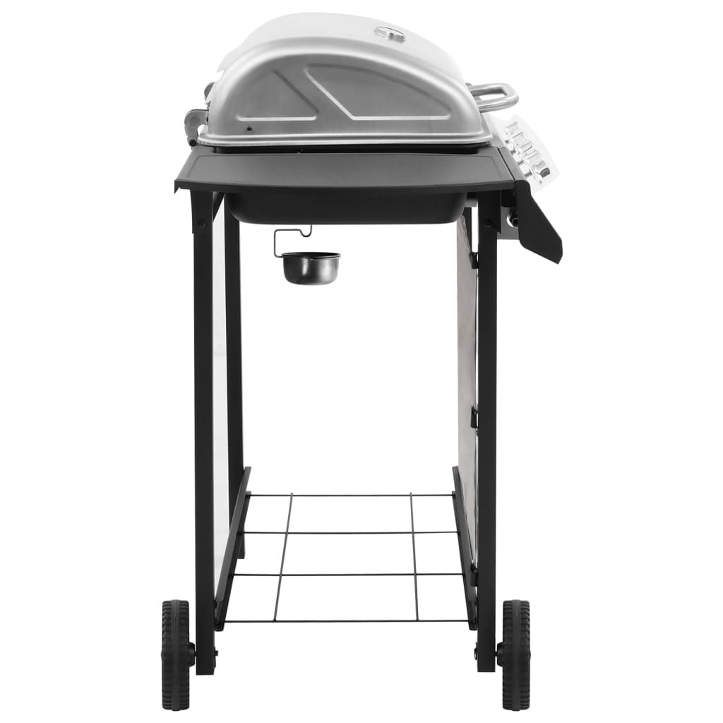 Barbacoa De Gas Con 4 Fogones Negro Y Plateado Vidaxl