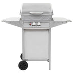 Barbacoa Portátil De Gas Con 2 Zonas Plateada Acero Inoxidable Vidaxl