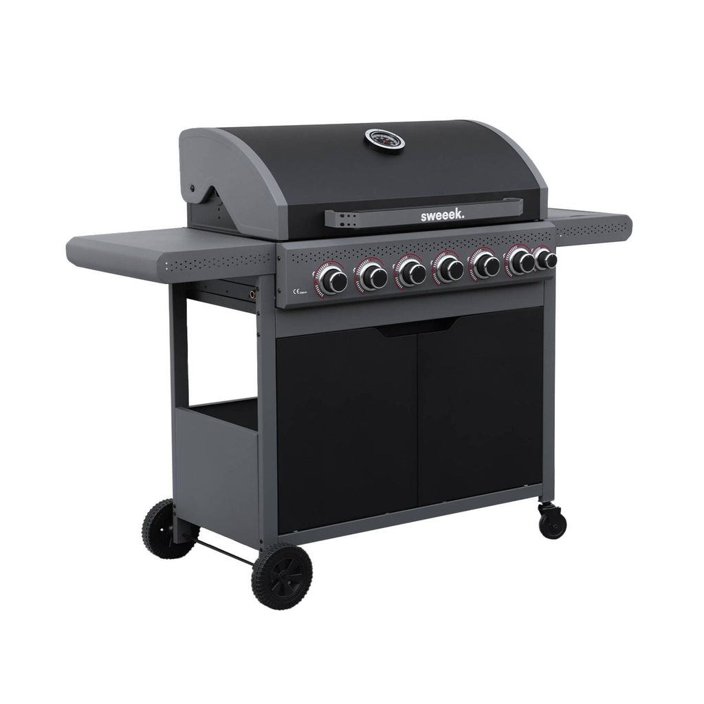 Barbacoa De Gas Edmond Negra - 6 Quemadores + 1 Fuego Lateral | Sweeek
