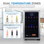 2026 Refrigerador de Vinos Independiente Newair® – 28 Botellas (48 cm), Doble Zona, Acero Inoxidable