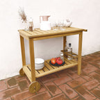 Aparador De Barbacoa De Madera Con Ruedas, Madera