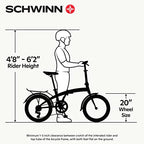 Bicicleta plegable Schwinn Loop para adultos, ruedas de 20 pulgadas, transmisión de 7 velocidades