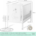 Cuna Colecho de Bebe, Kit para Unir la Cuna con la Cama, Colchón HR Morfeo Certificado Oeko-Tex® y CertiPUR, 4 Ruedas, Sábana Bajera y Encimera de Algodón Natural. Indi CoolDreams CoolDreams