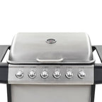 Barbacoa Portátil De Gas Con 6 Zonas Plateada Acero Inoxidable Vidaxl