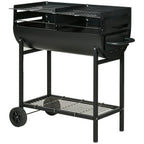 Barbacoa De Carbón De Metal 90x45x96 Cm-outsunny. Negro