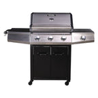 Barbacoa A Gas Con Led "bingo 4" - 4 Quemadores (1 Lateral) - 14kw + Funda De Protección- Negro