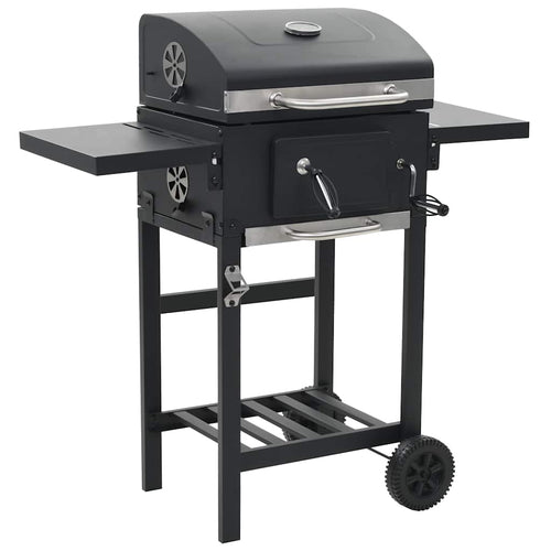 Barbacoa de carbón con estante inferior negra v6900