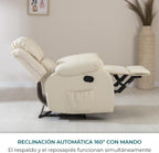 Don Descanso - Sillón Masaje Relax Calor Trevi Negro Reclinable 160º con 8 Motores Silenciosos, Calor Lumbar, Sist. Masaje 4 Zonas y Acabado en PU Anti-Cuarteo [Incluye Mando]. Ideal Gente Mayor