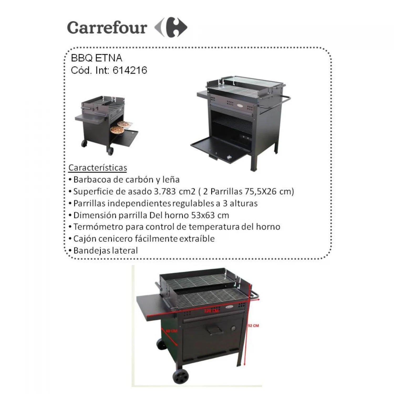 Barbacoa de Carbón con Horno Etna