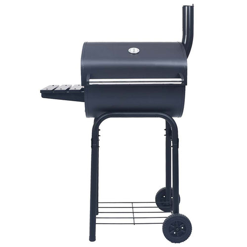 Barbacoa De Carbón Con Ahumador Y Estante Inferior Negro Vidaxl