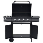 Barbacoa Grill De Gas 4+1 Quemadores Negro Vidaxl