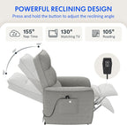 FLEXISPOT Sillón de Relax Eléctrico con Respaldo Ajustable, Reclinable de 105° a 155°, Sillon Reclinable, Sofá Relax Ergonómico Sillón para Dormitorio, Salón y Cine en casa (Gris Oscuro)
